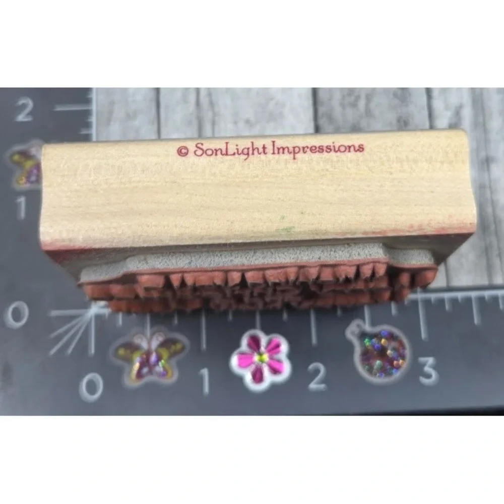 Sonlight Impressions Wishing Merry Christmas New Year Rubber Stamp Wood #H104
